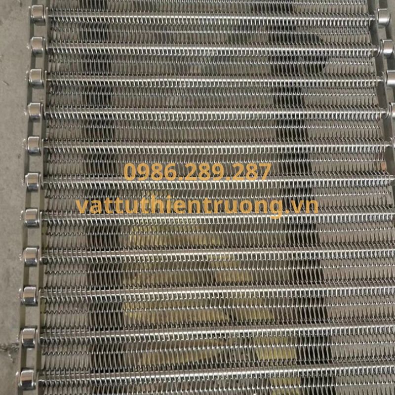 Băng Tải Lưới Inox Sợi Xoắn Xích Biên Ty Inox